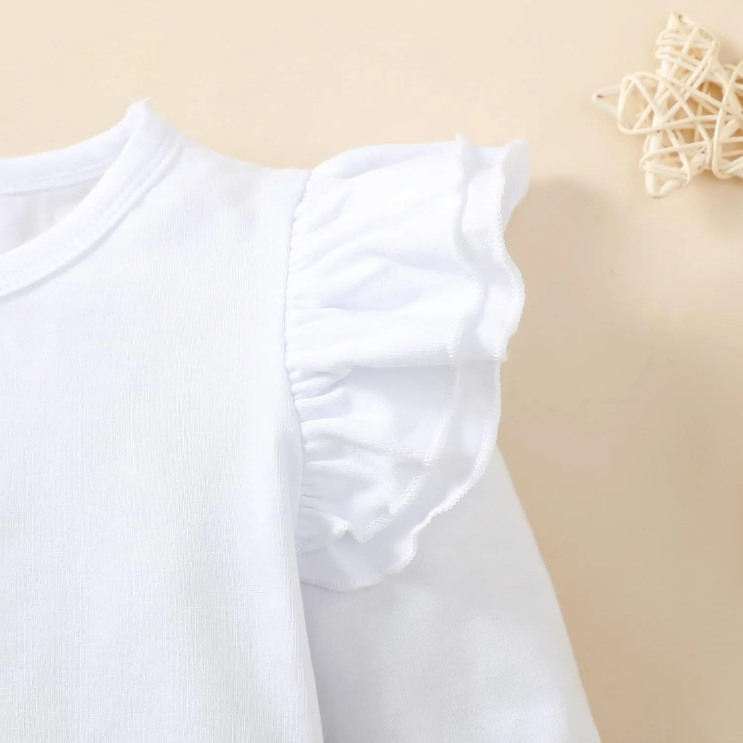 Toddler Girls Solid Color T-Shirt Kids Blouse Plain Ruffle Sleeve Top Baby Girl Cotton Casual Clothes
