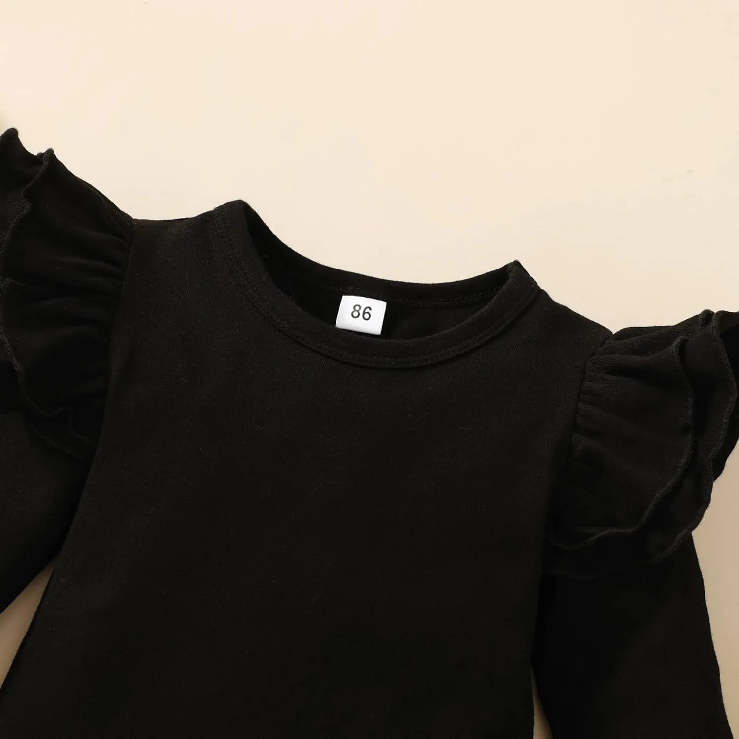 Toddler Girls Solid Color T-Shirt Kids Blouse Plain Ruffle Sleeve Top Baby Girl Cotton Casual Clothes
