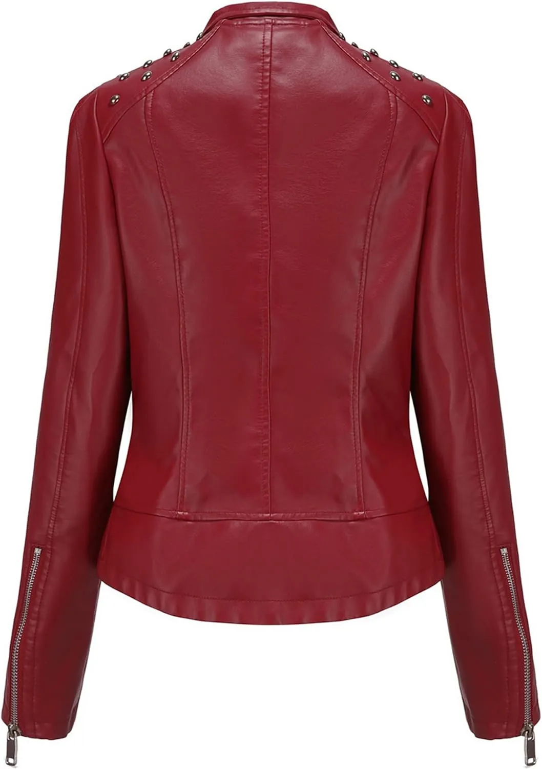 TYQQU Women's Zip Up Slim Outwear Coat Long Sleeve Faux Leather Jacket Casual Short Bomber Coat
