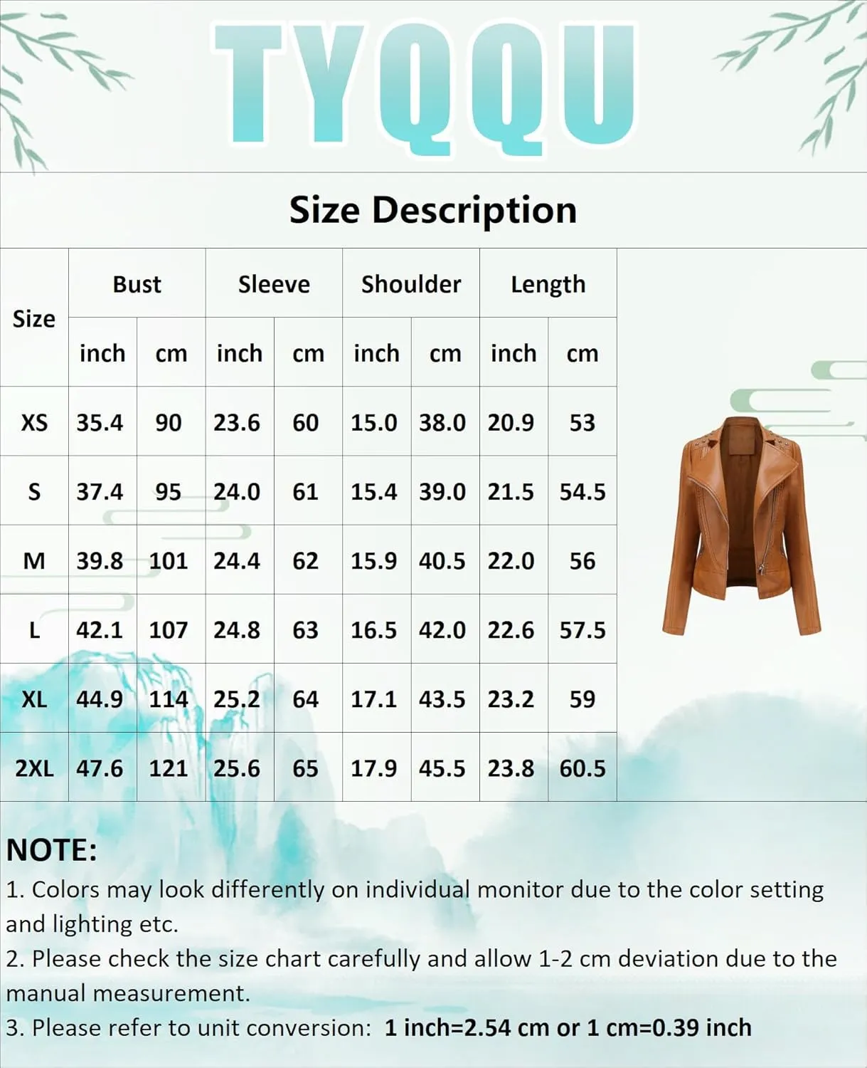 TYQQU Women's Zip Up Slim Outwear Coat Long Sleeve Faux Leather Jacket Casual Short Bomber Coat