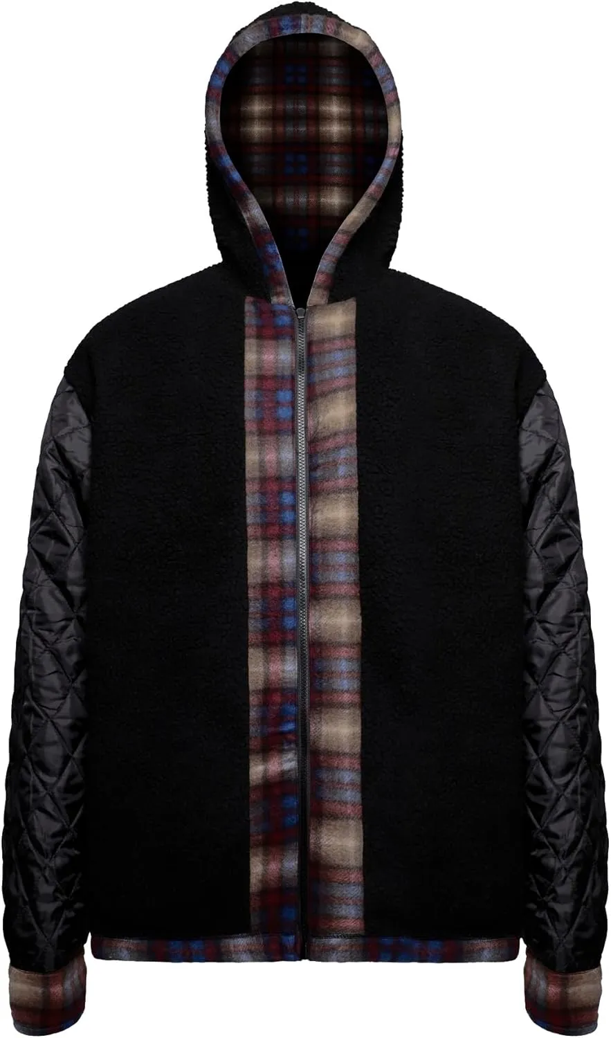 Winter Heavy Warm Sherpa Lined Fleece Plaid Flannel Jacket Men Plus Size S-5XL Big&Tall Mens Coat
