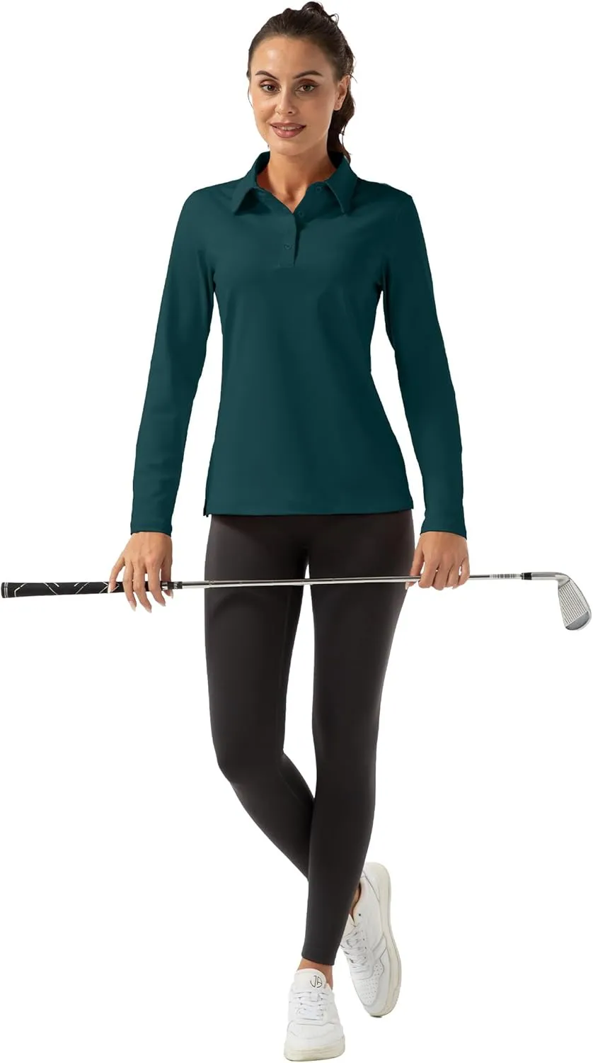 Women Long Sleeve Polo Shirt Golf Sport Top Athletic Sportswear Tennis Activewear