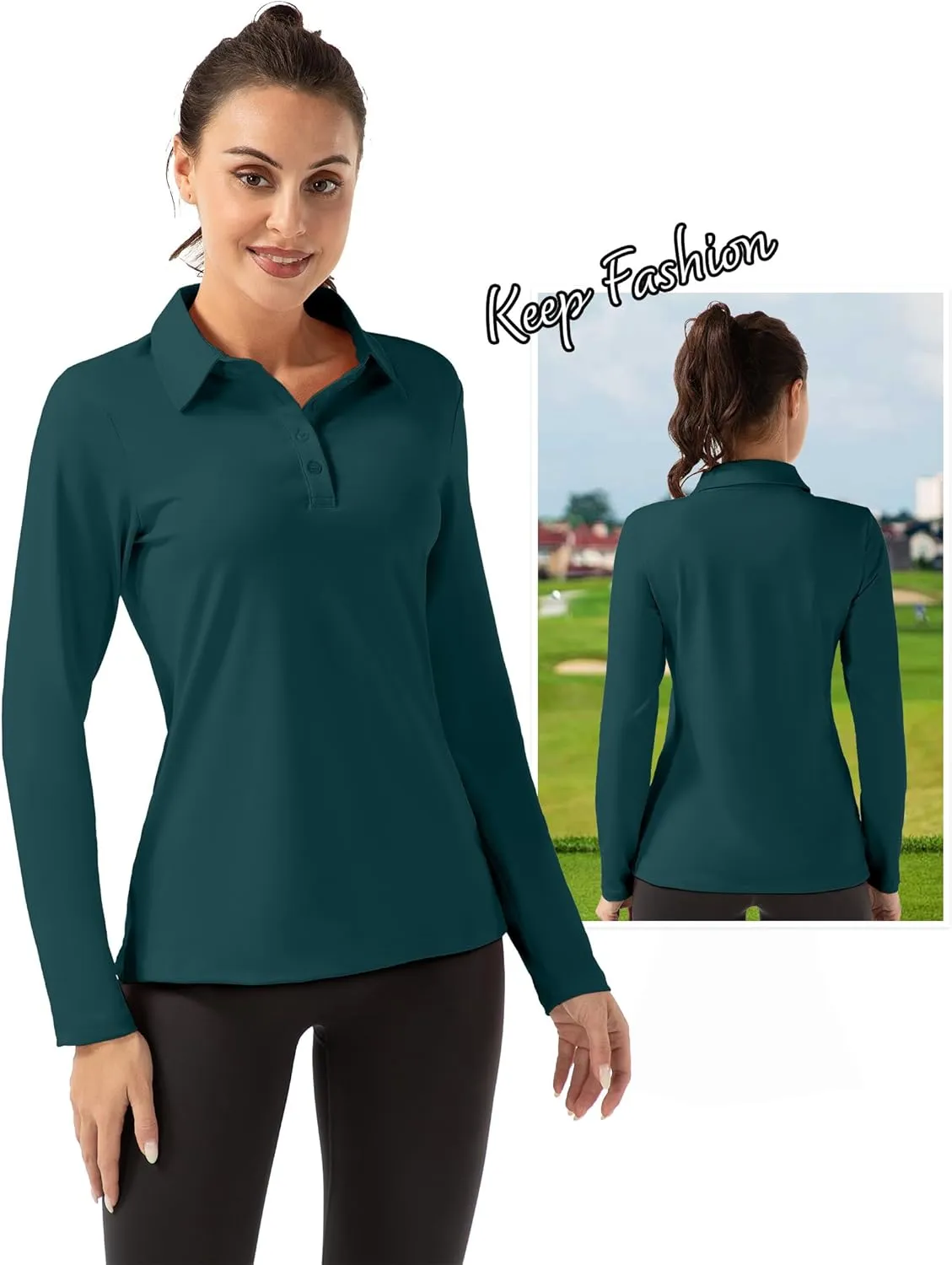 Women Long Sleeve Polo Shirt Golf Sport Top Athletic Sportswear Tennis Activewear