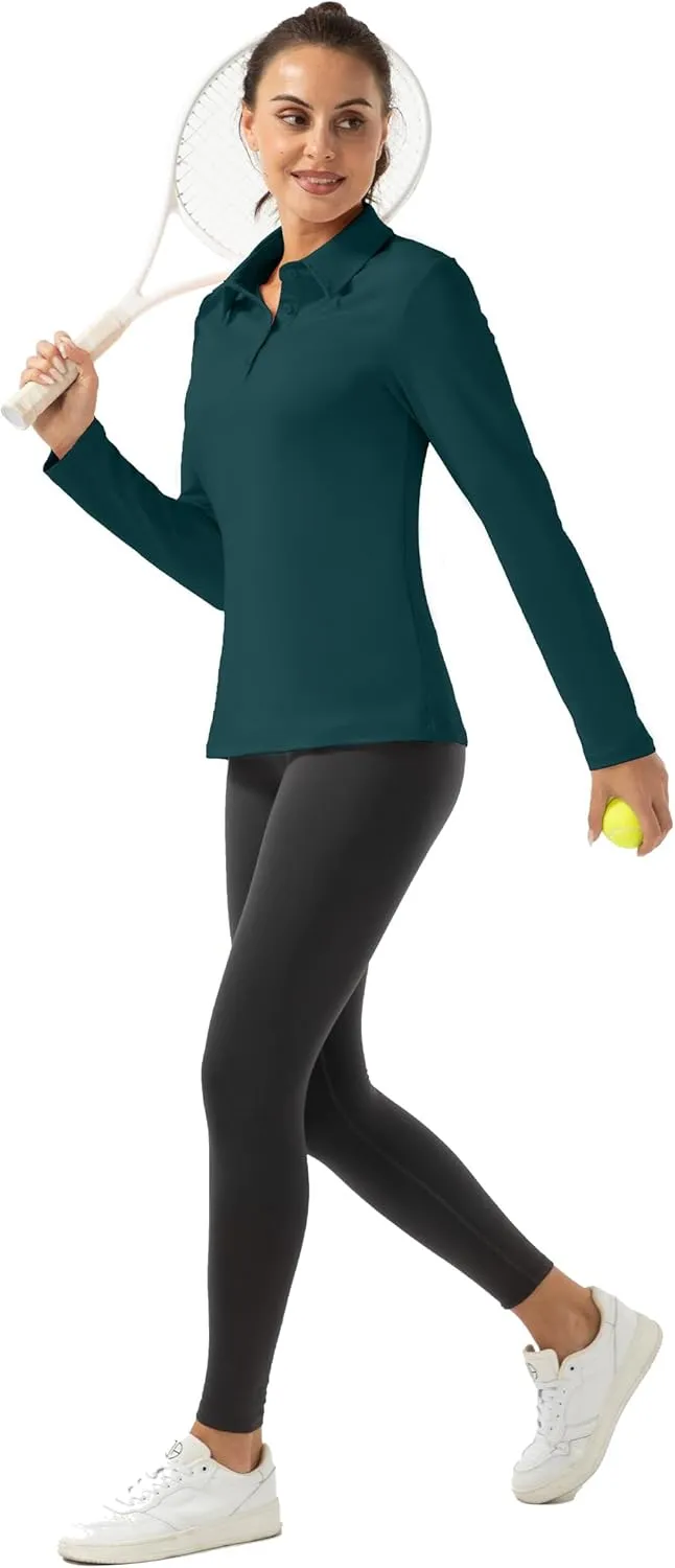 Women Long Sleeve Polo Shirt Golf Sport Top Athletic Sportswear Tennis Activewear