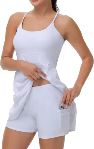 Womens Golf Tennis Dress Workout Athletic Active Mini Dresses with Shorts 2 Piece Sets Outfits Cute Clothes Summer