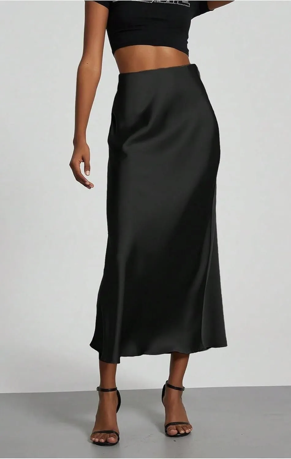 Women's Solid Silk Satin Skirt Trendy High Waist Skirts Daily Wedding Dress